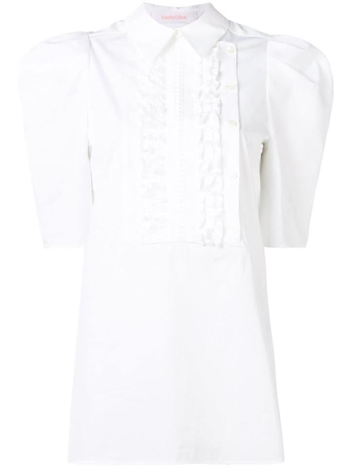 See By Chloé Ruffle Trim Longline Blouse - White