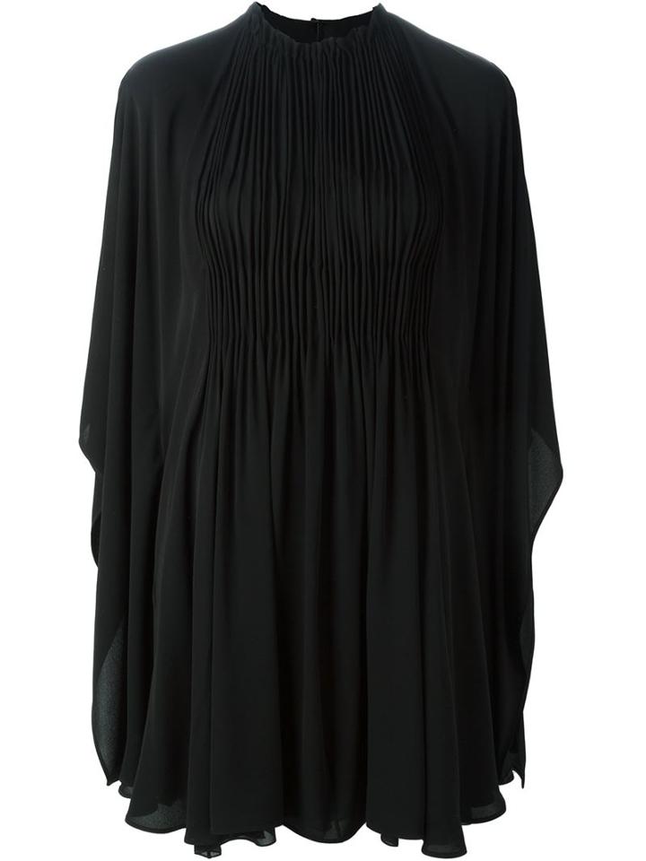 Valentino Gathered Front Cape Dress