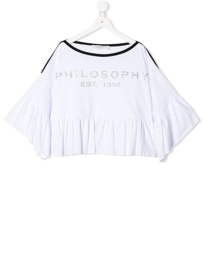 Philosophy Di Lorenzo Serafini Kids Teen Printed Logo Crop Top - White