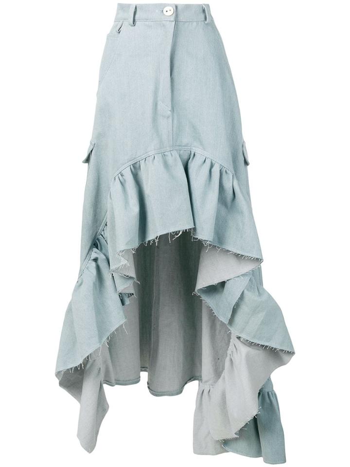 Barbara Bologna Asymmetric Hem Denim Skirt - Blue