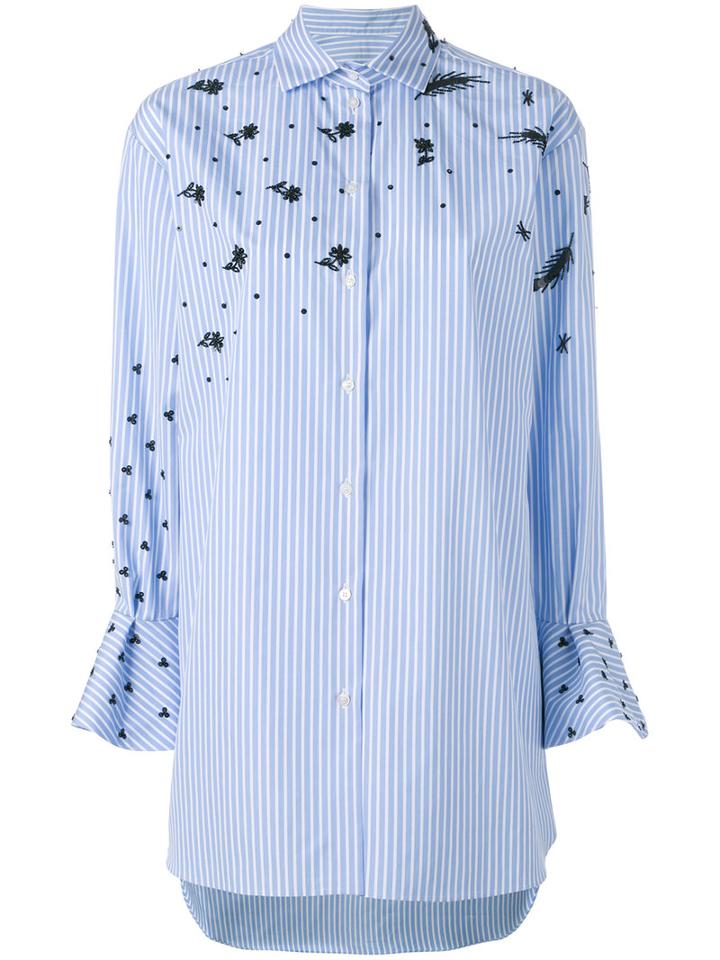 Valentino Flared Sleeve Shirt, Women's, Size: 42, Blue, Cotton/polyester