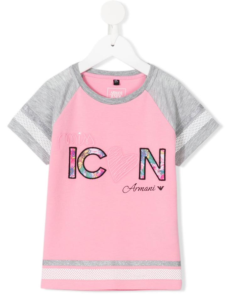 Armani Junior Miss Icon Embroidered T-shirt, Toddler Girl's, Size: 4 Yrs, Pink/purple