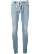 Off-white - Drawstring Tie Skinny Jeans - Women - Cotton/spandex/elastane - 26, Blue, Cotton/spandex/elastane