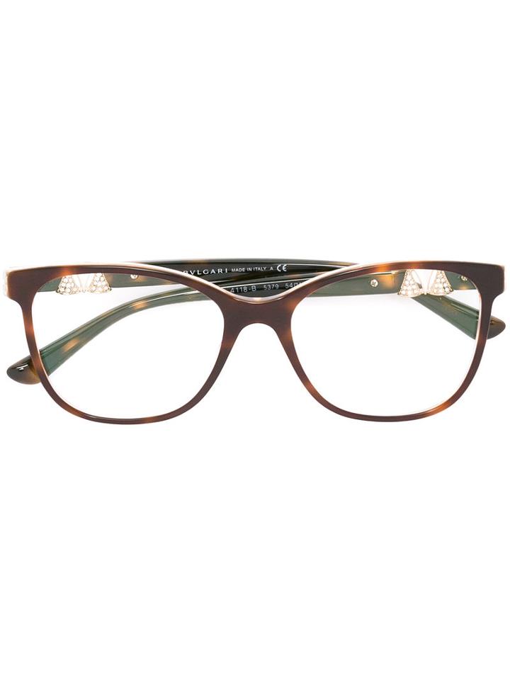 Bulgari Tortoiseshell Effect Glasses, Brown, Acetate