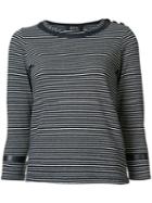 A.p.c. Striped Three-quarter Sleeve Top, Women's, Size: Small, Blue, Cotton/polyester/polyimide