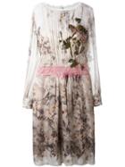 Alberta Ferretti Floral Print Longsleeved Dress, Women's, Size: 40, Silk