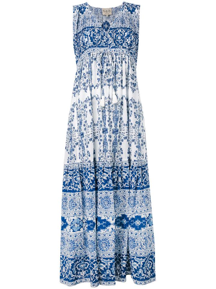 Sea - Printed Maxi Dress - Women - Cotton - 2, Blue, Cotton