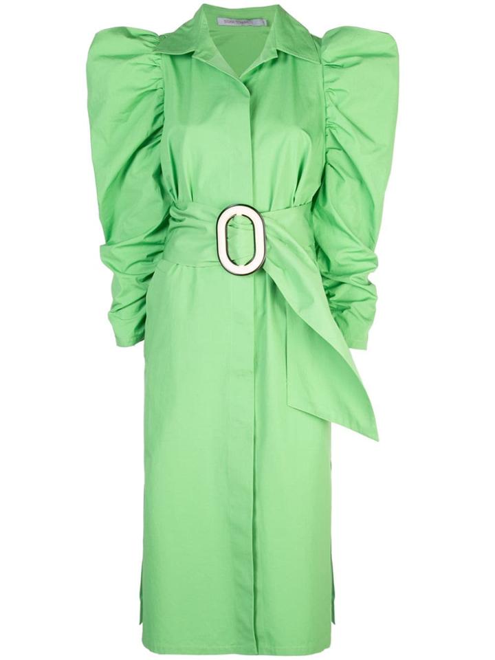 Silvia Tcherassi Voluminous Sleeve Belted Dress - Green
