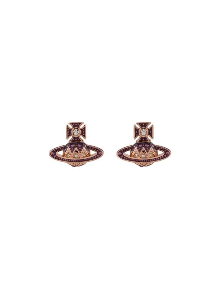 Vivienne Westwood Rhinestone Embellished Orb Earrings - Gold