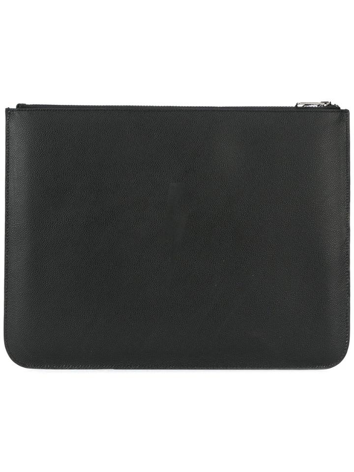 Neil Barrett Lightning Bolt Embossed Clutch - Black