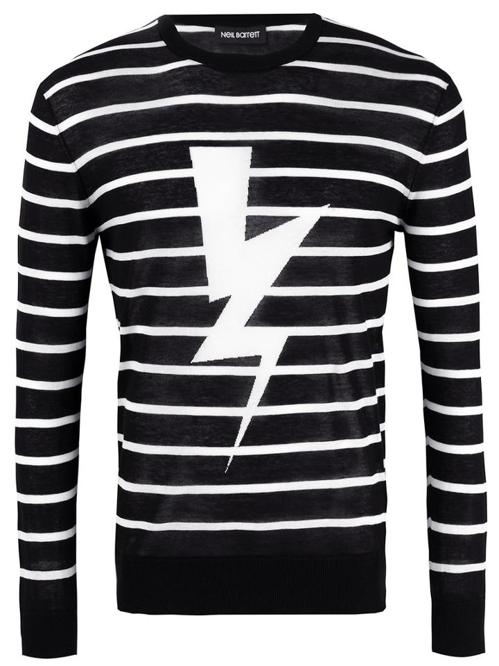 Neil Barrett Lightening Bolt Sweatshirt, Men's, Size: Xl, Black, Cotton