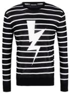 Neil Barrett Lightening Bolt Sweatshirt, Men's, Size: Xl, Black, Cotton
