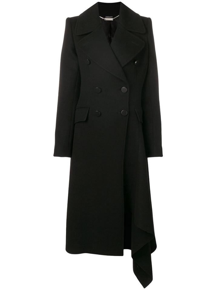 Alexander Mcqueen Asymmetric Double-breasted Coat - Black