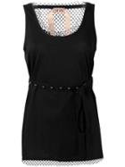 No21 Belted Net Trim Vest, Women's, Size: 44, Black, Cotton/polyester