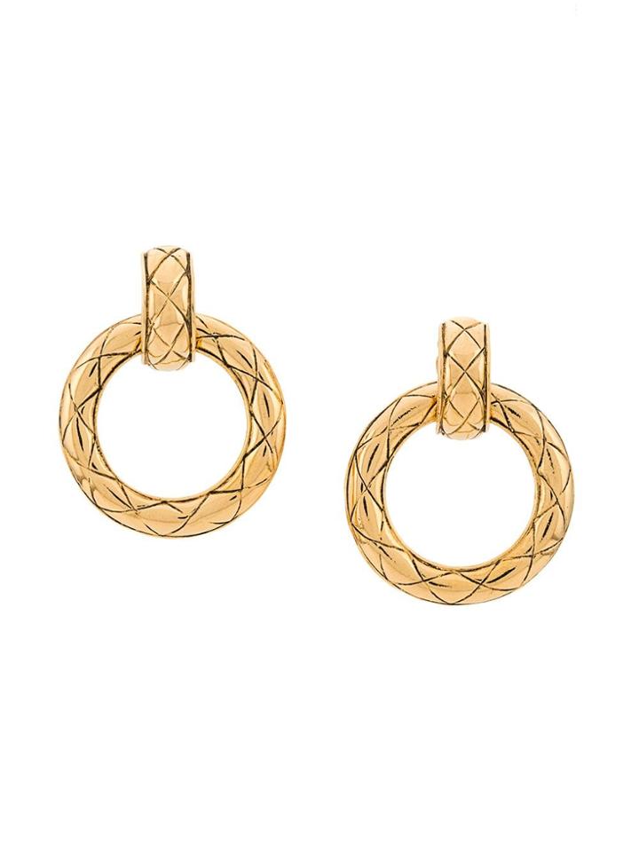 Chanel Vintage Circular Hoop Earrings - Gold