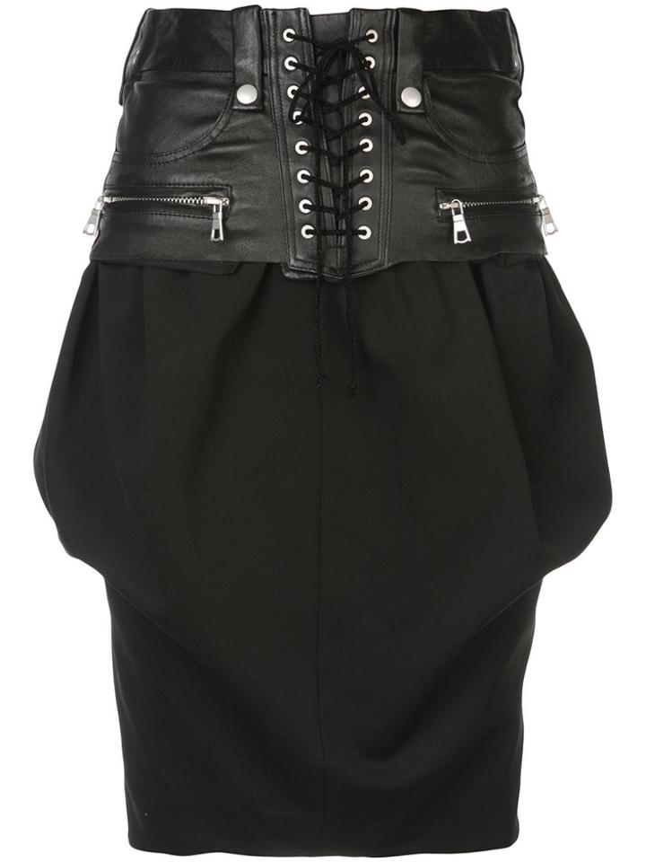 Unravel Project Lace-up Waist Skirt - Black