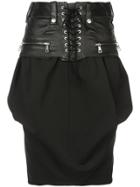 Unravel Project Lace-up Waist Skirt - Black