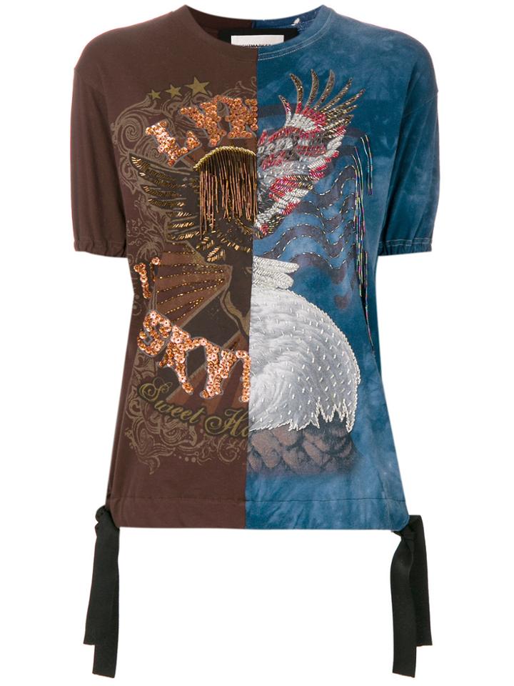 Night Market Beaded Embroidery T-shirt - Brown