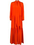 Tibi Ruffle Dress With Tie Neck - Orange