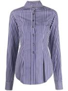 Romeo Gigli Pre-owned 1997 Striped Slim Shirt - Blue