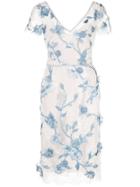 Marchesa Notte Floral Embroidered Dress - White