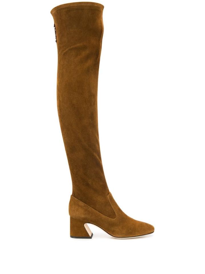 Alberta Ferretti Over The Knee Heeled Boots - Brown