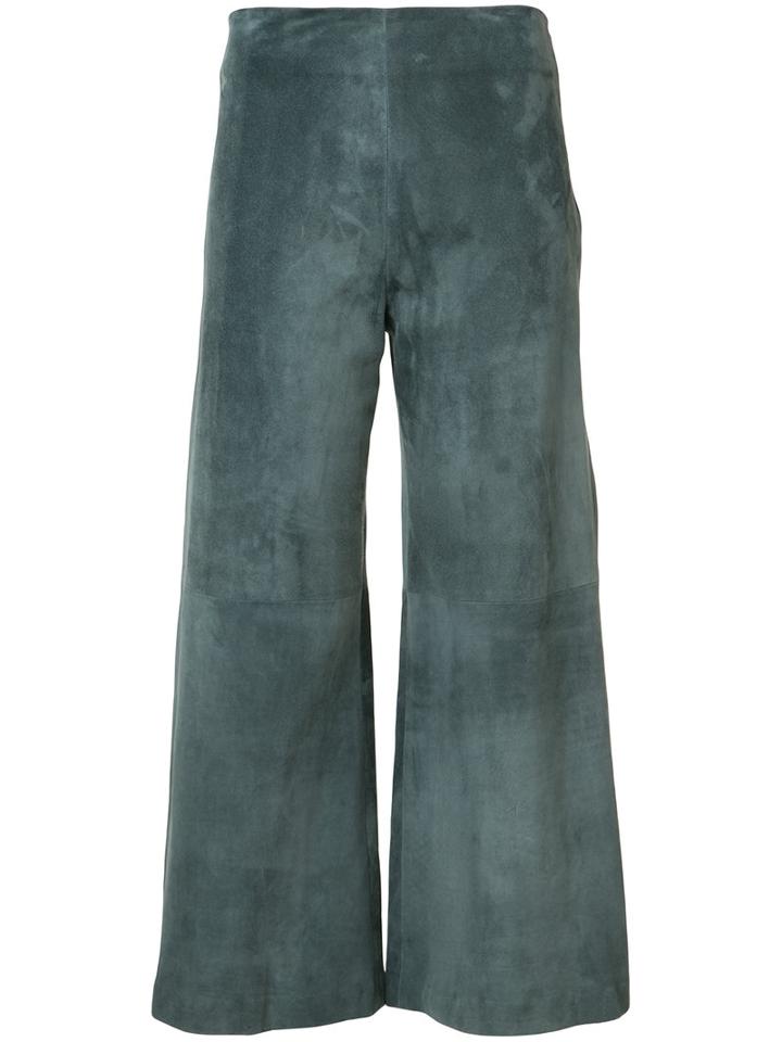Adam Lippes - Cropped Trousers - Women - Lamb Skin - 2, Grey, Lamb Skin