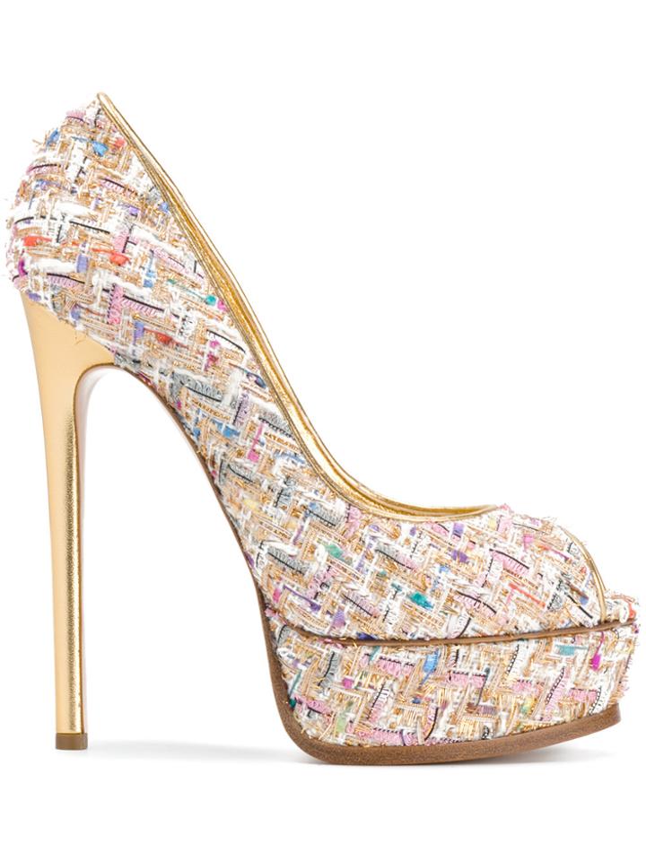 Casadei Tweed Platform Pumps - Multicolour