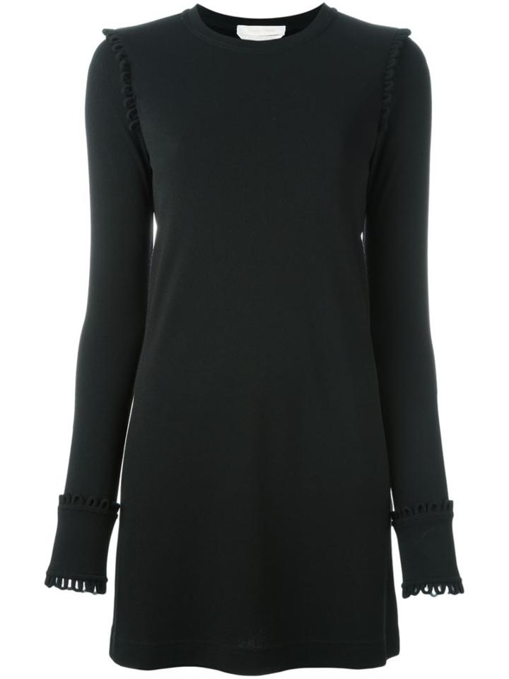 See By Chloé Scalloped Trim Dress, Women's, Size: 32, Black, Polyamide/polyester/viscose/cotton