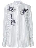 Victoria Victoria Beckham Animal Embroidered Striped Shirt - White