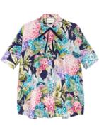 Gucci - Hydrangea Print Silk Cape Shirt - Women - Silk - 46, Black, Silk