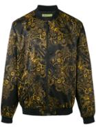 Versace Jeans - Duchesse Techno Baroque Print Bomber Jacket - Men - Elastodiene/polyamide/polyester/spandex/elastane - 46, Black, Elastodiene/polyamide/polyester/spandex/elastane