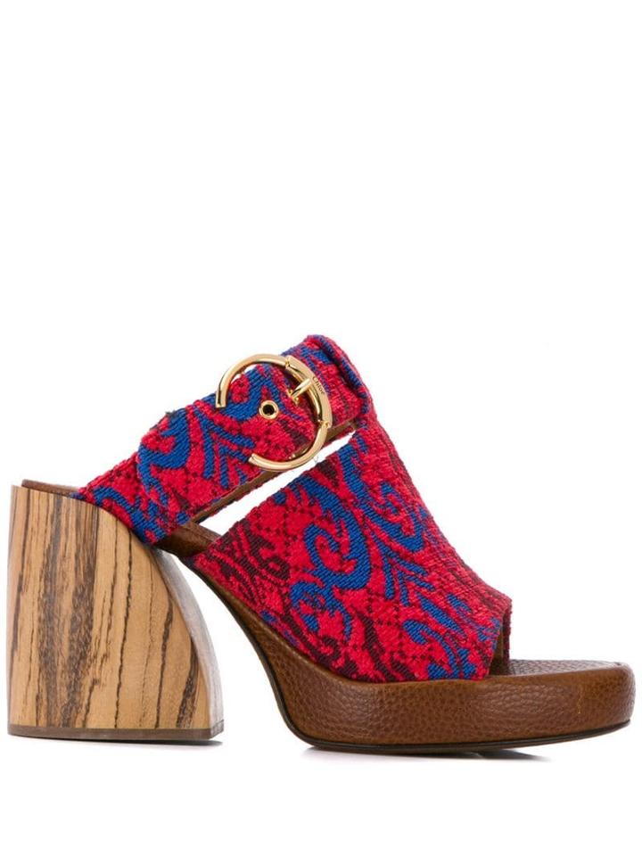 Chloé Tapestry Wave Mules - Red