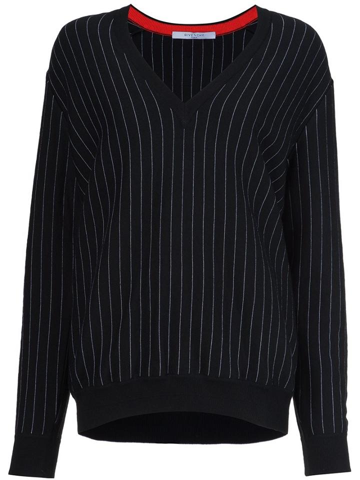 Givenchy Pinstripe Pullover Sweater, Women's, Size: Medium, Black, Viscose/cashmere/wool