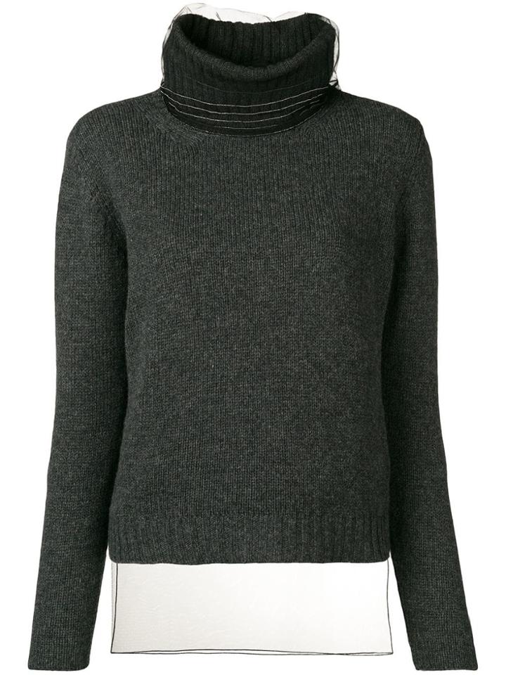 Fabiana Filippi Tulle Detailed Sweater - Grey