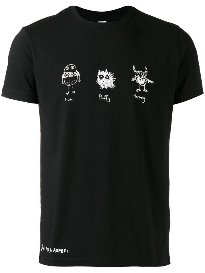 Aspesi '3 Mostri' T-shirt, Men's, Size: Large, Black, Cotton