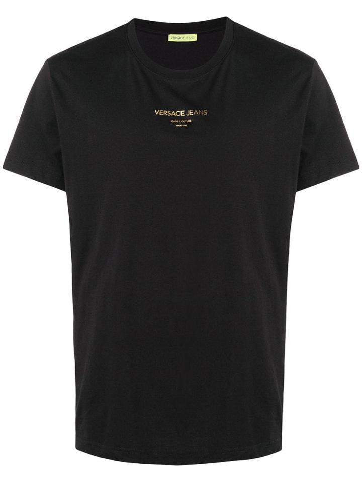 Versace Jeans Gold Logo Print T-shirt - Black