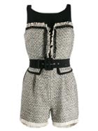 Elisabetta Franchi Tweed Belted Playsuit - Black