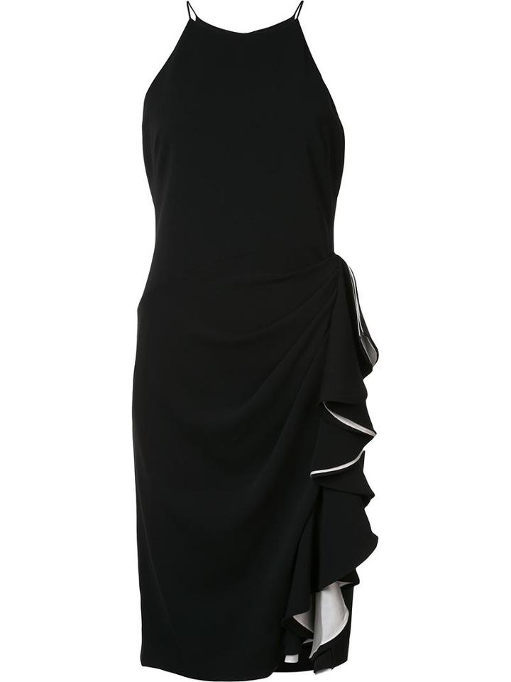 Badgley Mischka Ruffled Detailing Dress, Women's, Size: 6, Black, Polyester/spandex/elastane