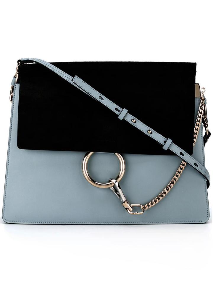 Chloé 'faye' Shoulder Bag, Women's, Blue, Calf Leather/calf Suede