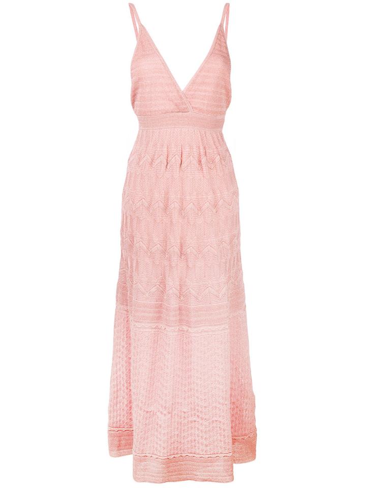 M Missoni - Plunge Neck Maxi Dress - Women - Polyamide/viscose/metal - 38, Women's, Pink/purple, Polyamide/viscose/metal