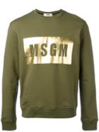 Msgm - Logo Print Sweatshirt - Men - Cotton - M, Green, Cotton