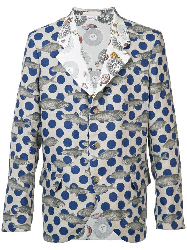 Comme Des Garçons Homme Plus Fish Print Blazer, Men's, Size: Medium, Nude/neutrals, Linen/flax/cotton
