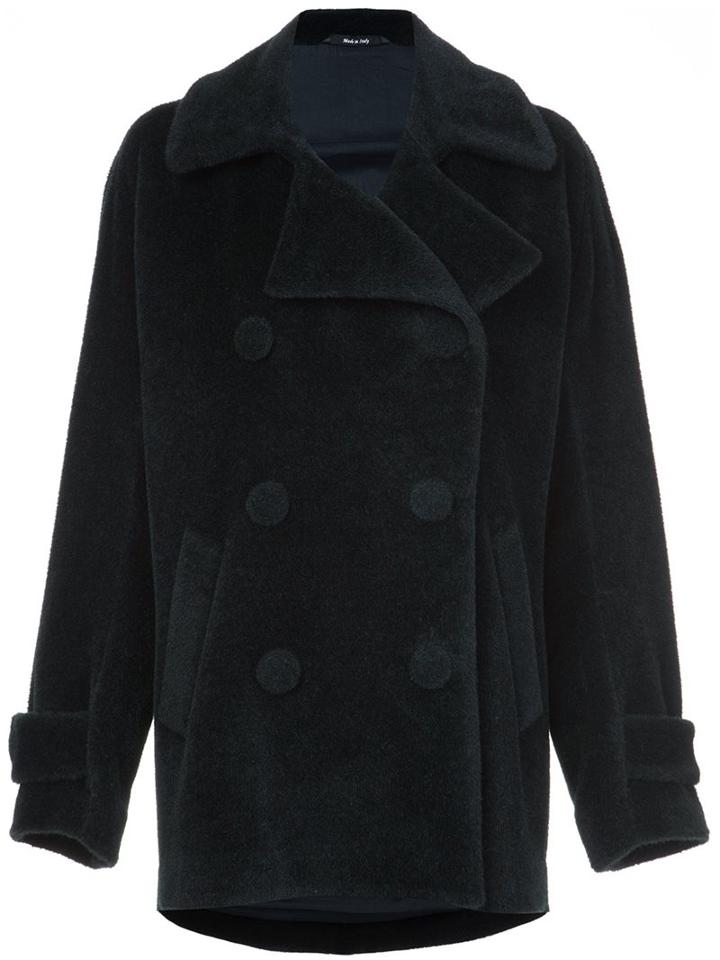 Maison Margiela Textured Peacoat, Women's, Size: 38, Black, Alpaca