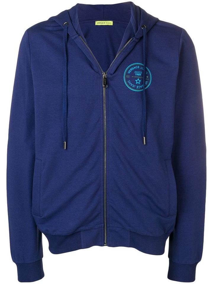 Versace Jeans Logo Stamp Hoodie - Blue