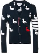 Thom Browne 4-bar Duck Intarsia Cardigan - Blue