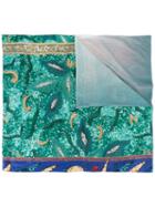 Pierre-louis Mascia Stripe Dragon Print Scarf, Women's, Blue, Silk/cotton