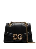 Dolce & Gabbana Black Dg Embellished Leather Shoulder Bag