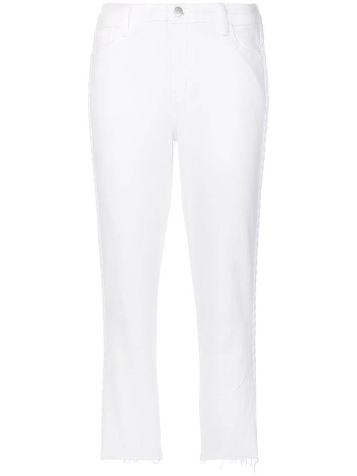 J Brand Side Braid Cropped Jeans - White