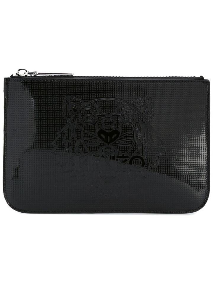 Kenzo Logo Embossed Clutch Bag - Black